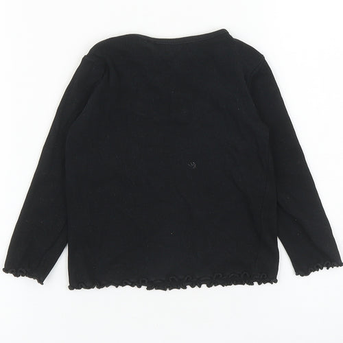 NEXT Girls Black Cotton Basic T-Shirt Size 12-18 Months Round Neck Pullover