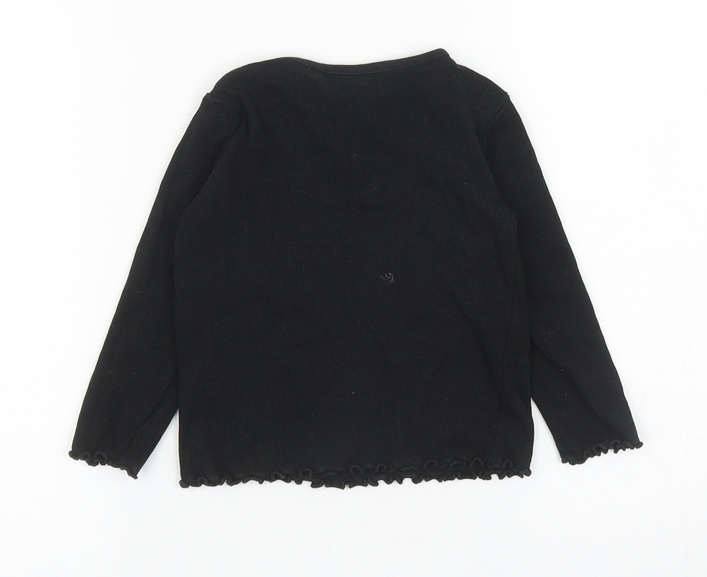 NEXT Girls Black Cotton Basic T-Shirt Size 12-18 Months Round Neck Pullover