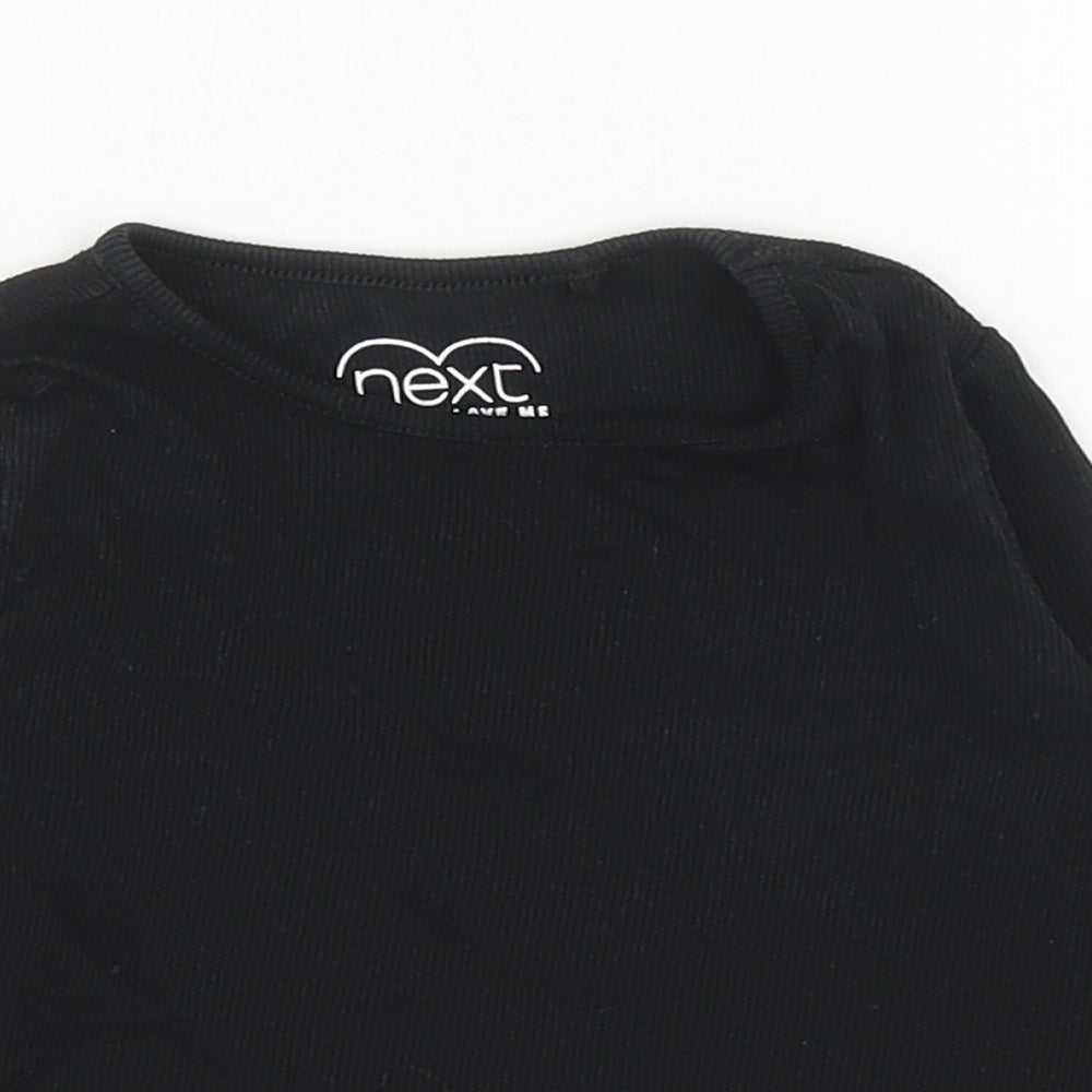 NEXT Girls Black Cotton Basic T-Shirt Size 12-18 Months Round Neck Pullover
