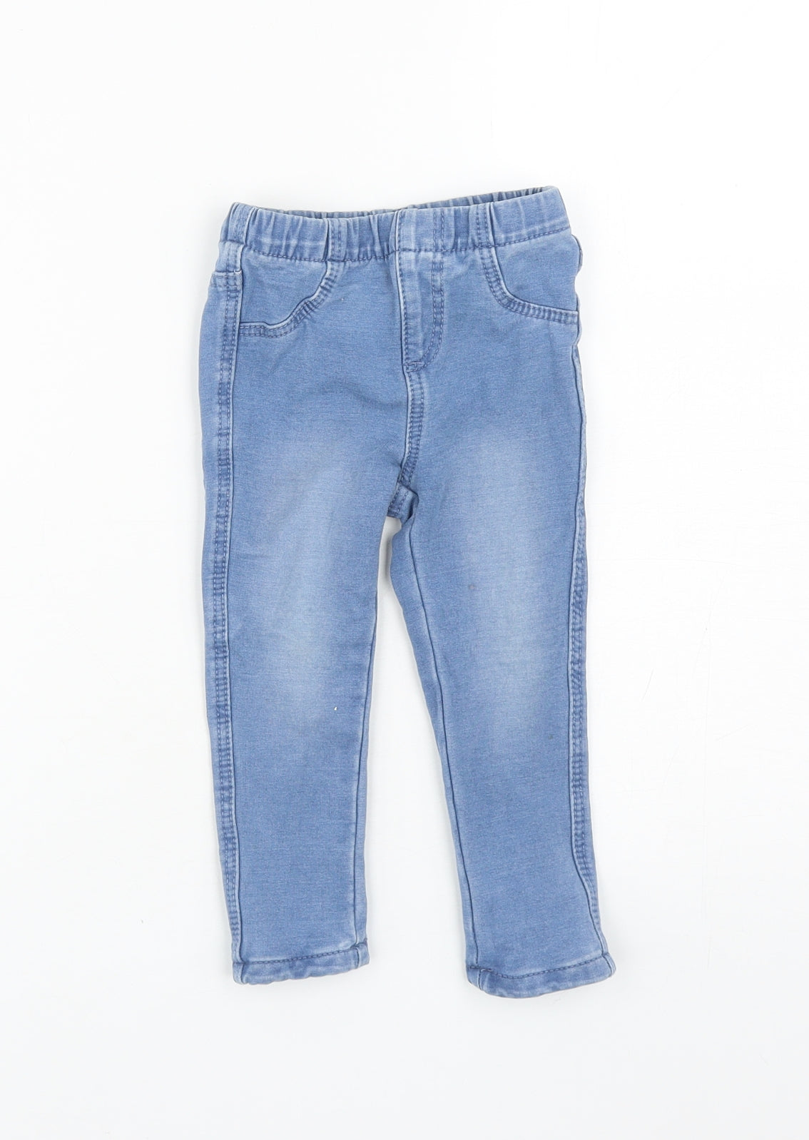 Primark Girls Blue Cotton Capri Jeans Size 12-18 Months Pullover