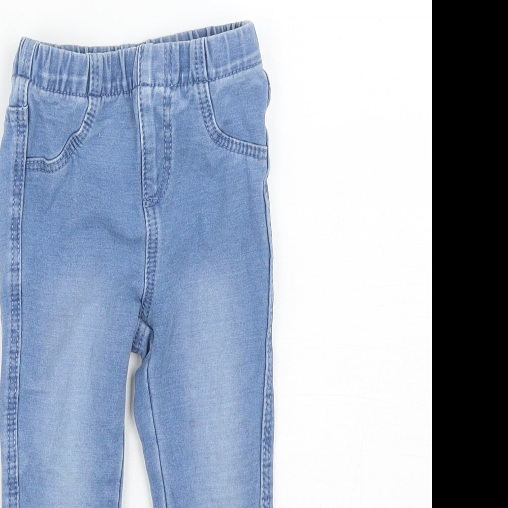Primark Girls Blue Cotton Capri Jeans Size 12-18 Months Pullover