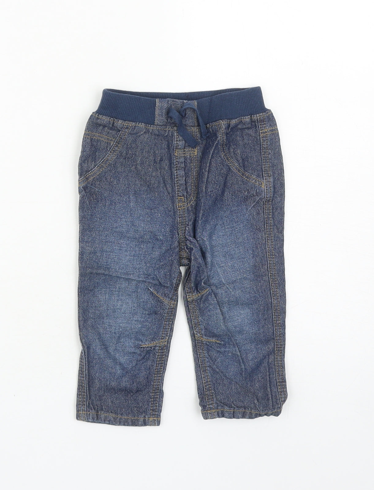 George Boys Blue Cotton Capri Jeans Size 6-9 Months Drawstring