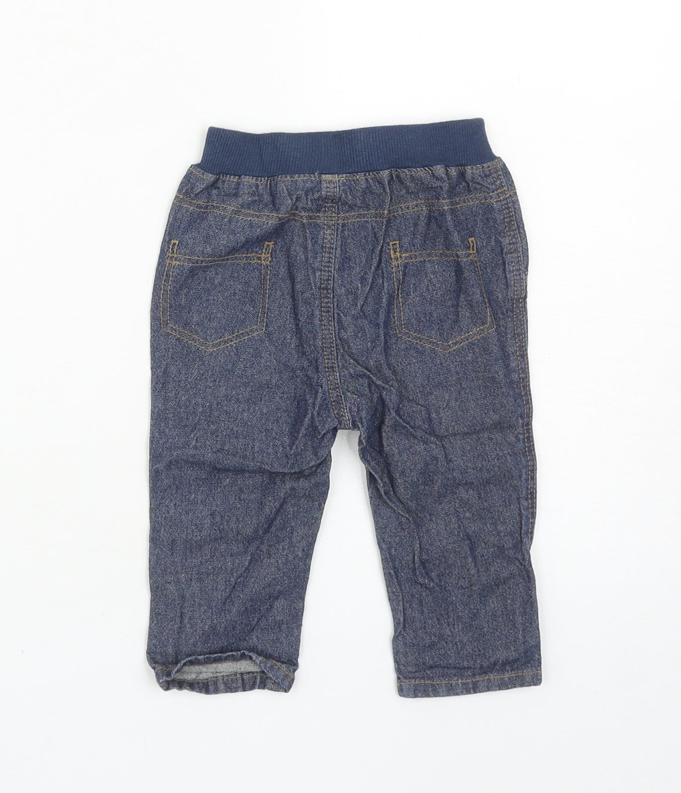 George Boys Blue Cotton Capri Jeans Size 6-9 Months Drawstring