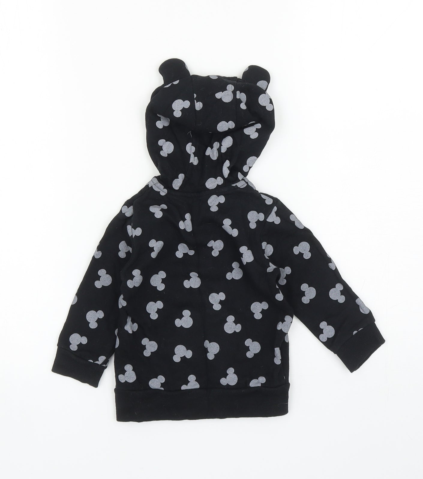 George Baby Black Geometric Cotton Full Zip Jumper Size 6-9 Months Zip - Mickey Mouse