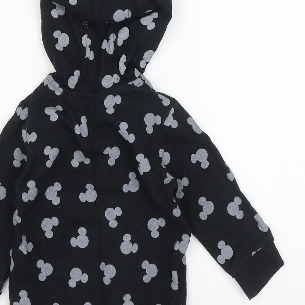George Baby Black Geometric Cotton Full Zip Jumper Size 6-9 Months Zip - Mickey Mouse