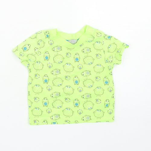 Primark Boys Yellow Geometric Cotton Basic T-Shirt Size 6-9 Months Round Neck Snap - Monsters