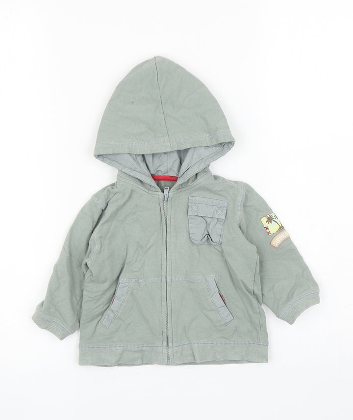 George Boys Green Cotton Full Zip Jumper Size 6-9 Months Zip