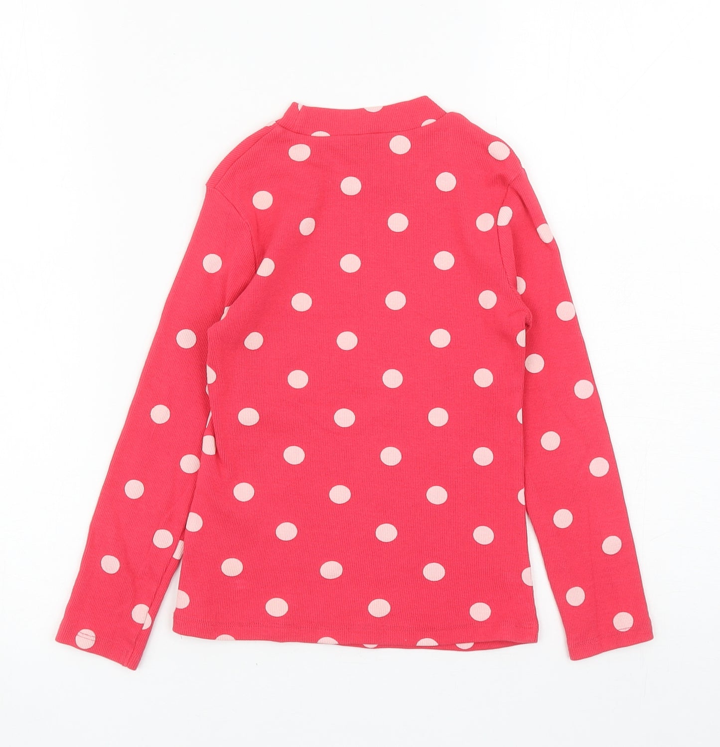 George Girls Pink Polka Dot Cotton Basic Casual Size 6-7 Years Mock Neck Pullover