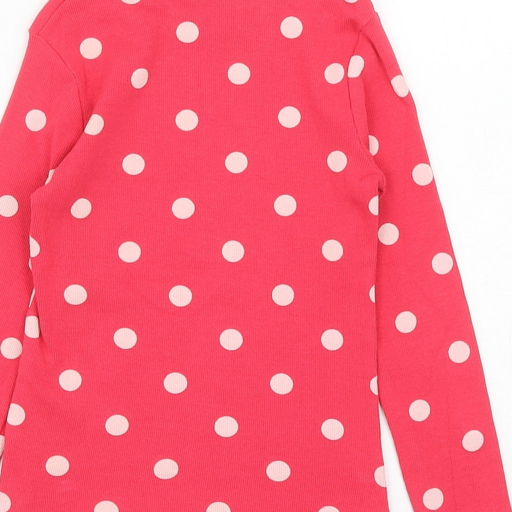 George Girls Pink Polka Dot Cotton Basic Casual Size 6-7 Years Mock Neck Pullover