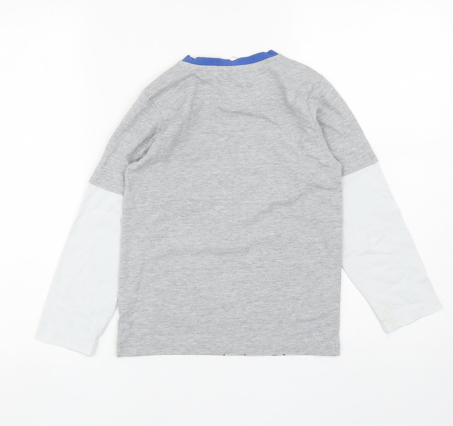 Mothercare Boys Grey Colourblock Cotton Basic Casual Size 8-9 Years Round Neck Pullover - Bugs Bunny