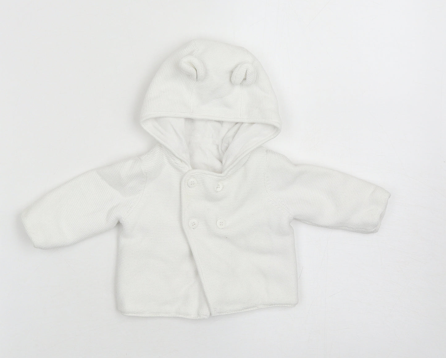 Mothercare Baby White Basic Jacket Coatigan Size 0-3 Months Button