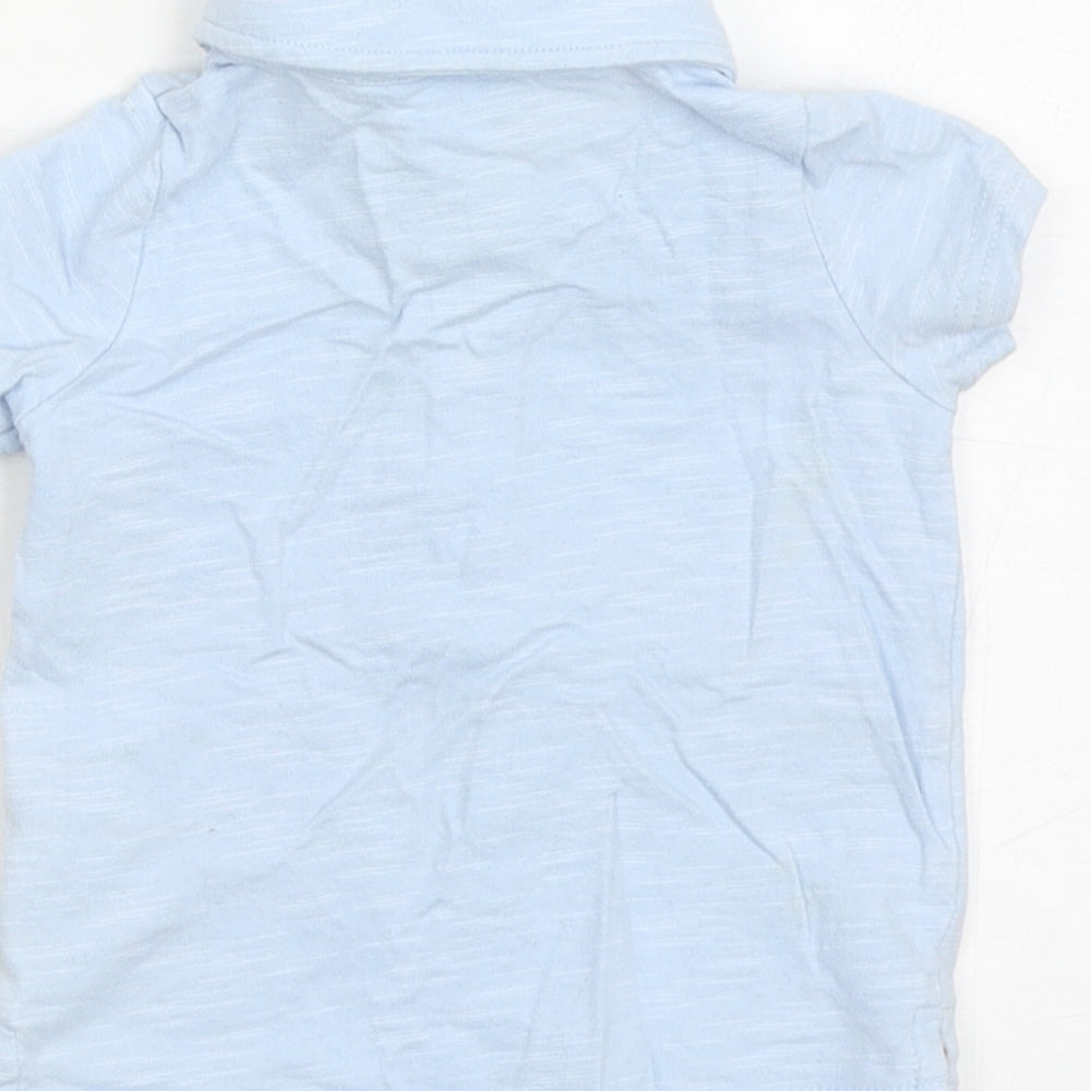 BHS Baby Blue Cotton Basic Polo Size 6-9 Months Collared Button - Tigger