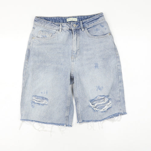 CW Jeans Womens Blue Cotton Bermuda Shorts Size 28 in L10 in Regular Zip - Distressed
