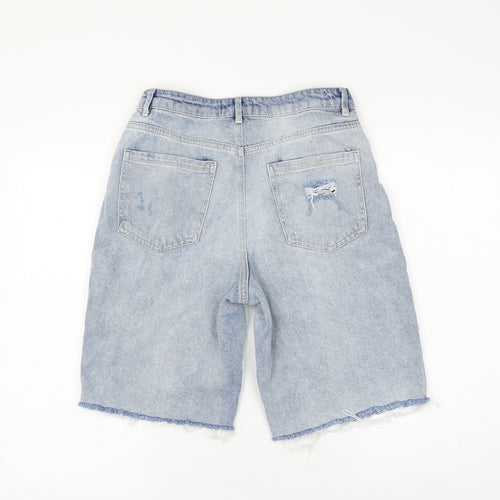 CW Jeans Womens Blue Cotton Bermuda Shorts Size 28 in L10 in Regular Zip - Distressed