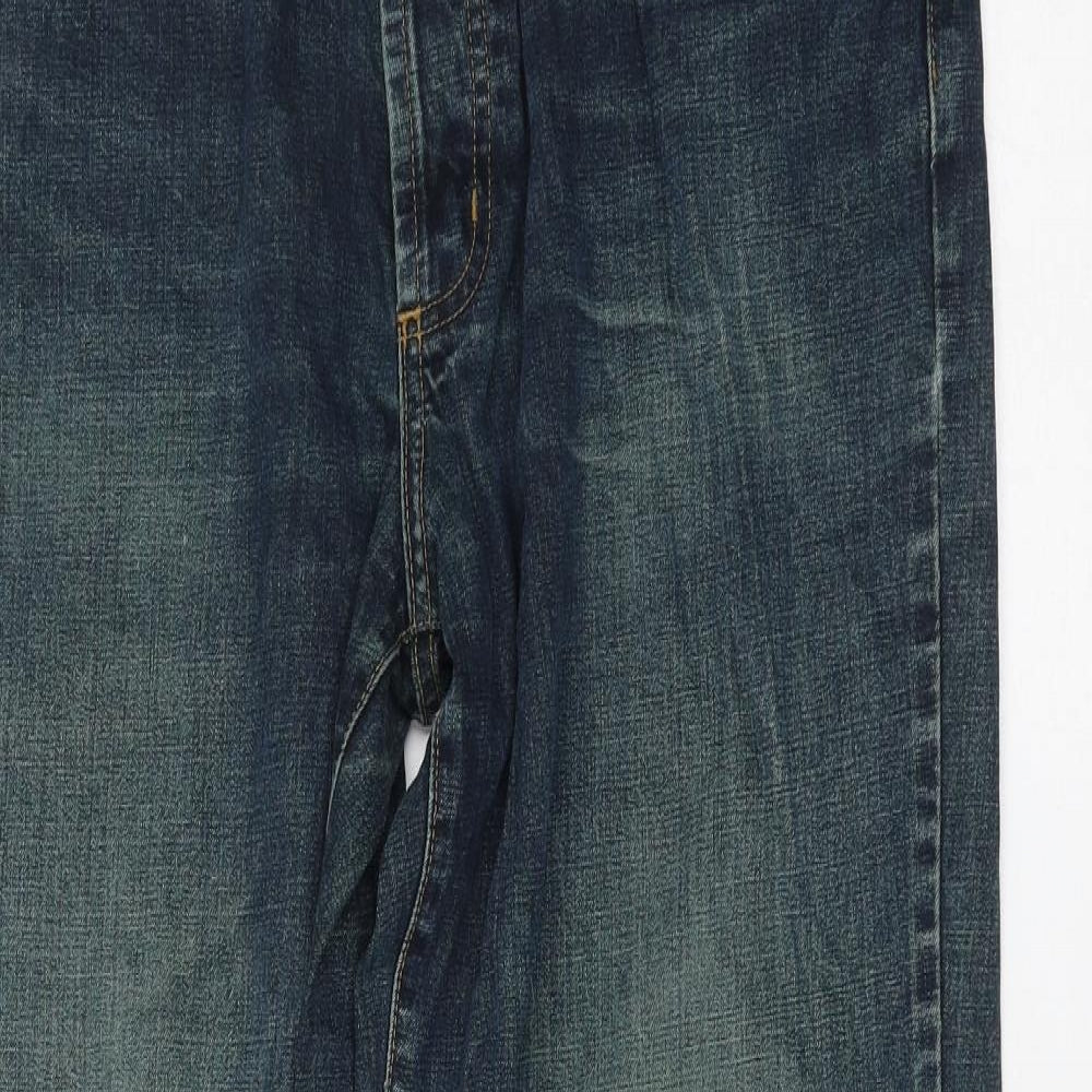 Kangol Mens Blue Cotton Straight Jeans Size 34 in L30 in Regular Zip