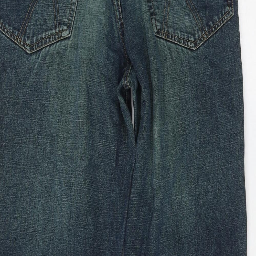 Kangol Mens Blue Cotton Straight Jeans Size 34 in L30 in Regular Zip