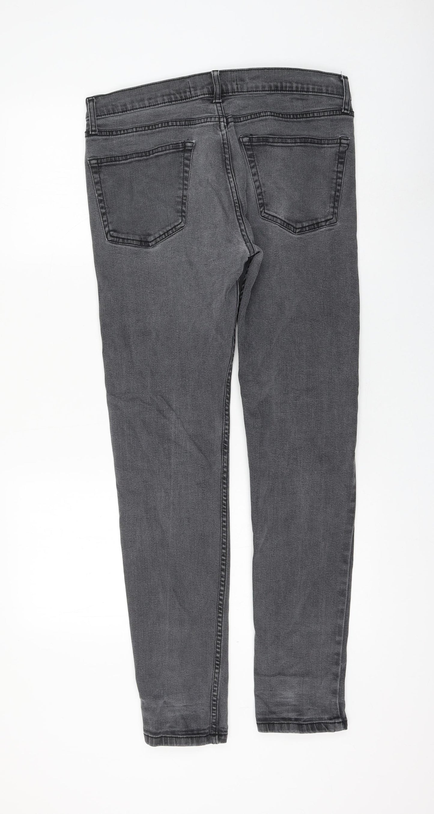 Topman Mens Grey Cotton Skinny Jeans Size 32 in L32 in Regular Zip