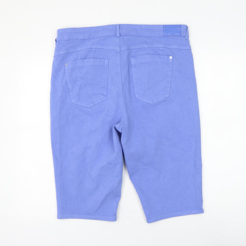 Marks and Spencer Womens Blue Cotton Bermuda Shorts Size 18 L13 in Regular Zip