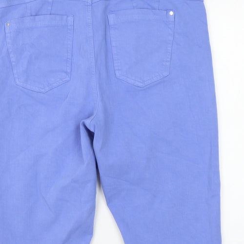 Marks and Spencer Womens Blue Cotton Bermuda Shorts Size 18 L13 in Regular Zip
