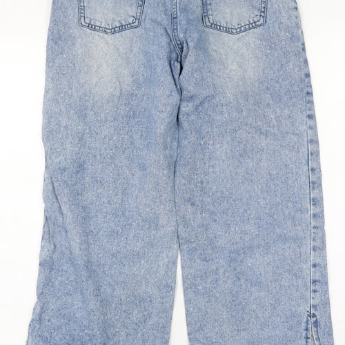 TU Girls Blue Cotton Wide-Leg Jeans Size 12 Years Regular Zip