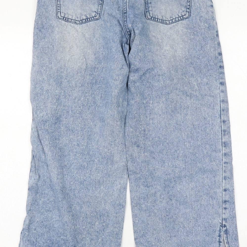 TU Girls Blue Cotton Wide-Leg Jeans Size 12 Years Regular Zip