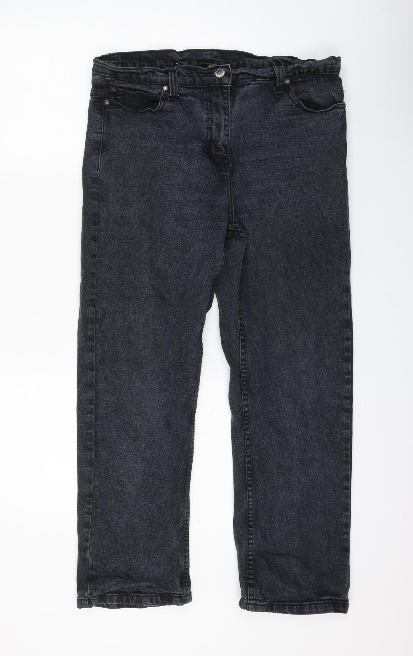 Cotton Traders Womens Black Cotton Mom Jeans Size 14 L25 in Regular Zip