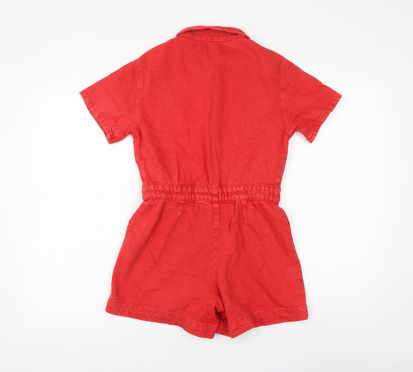 Zara Girls Red Cotton Playsuit One-Piece Size 10 Years Button