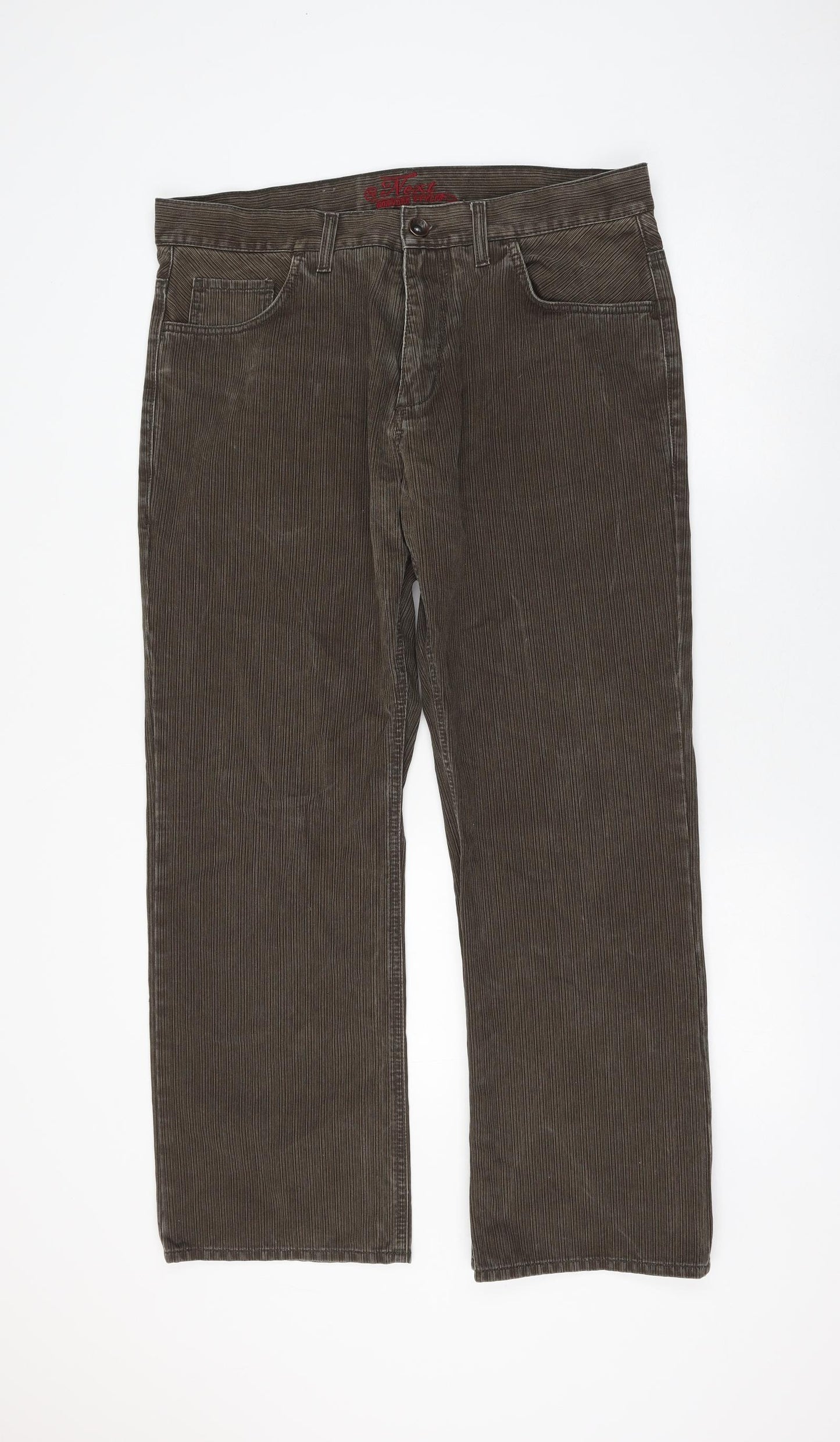 NEXT Mens Brown Cotton Trousers Size 36 in L29 in Regular Zip