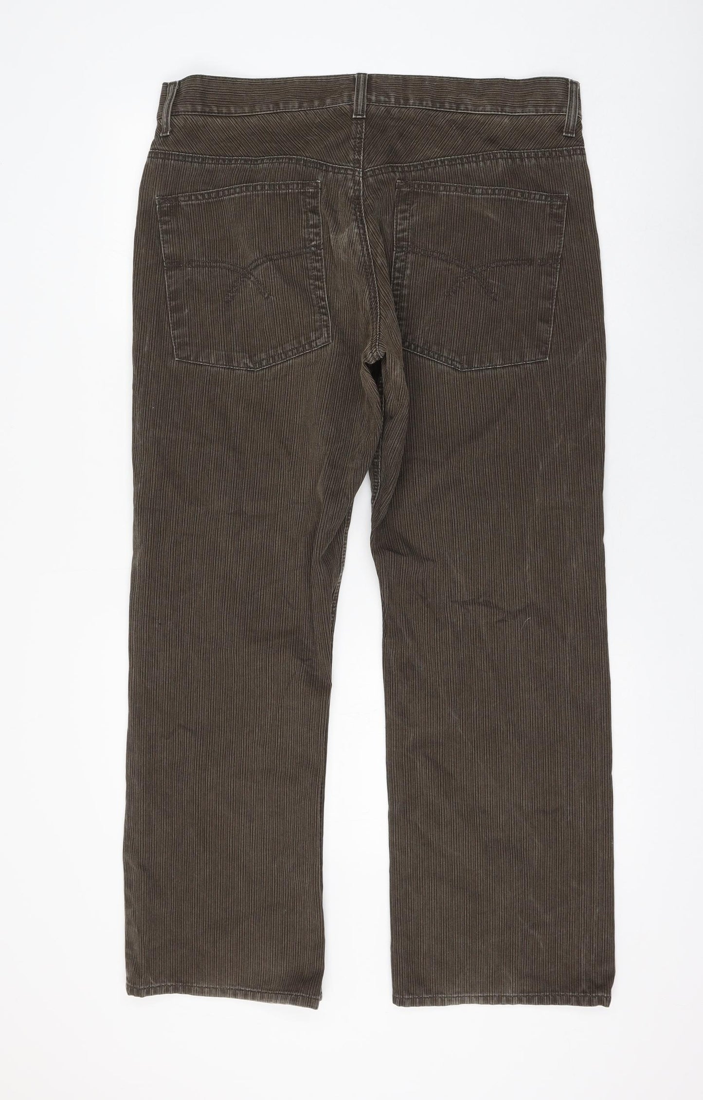 NEXT Mens Brown Cotton Trousers Size 36 in L29 in Regular Zip