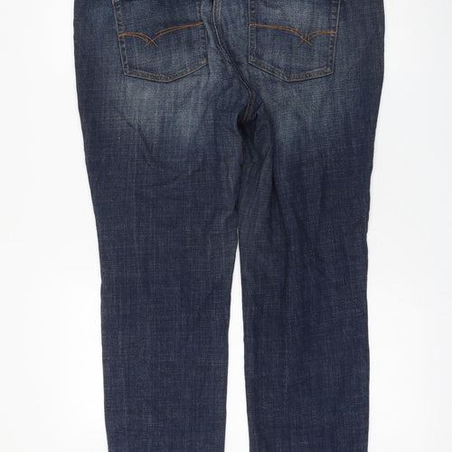NEXT Womens Blue Cotton Straight Jeans Size 16 L28 in Regular Zip