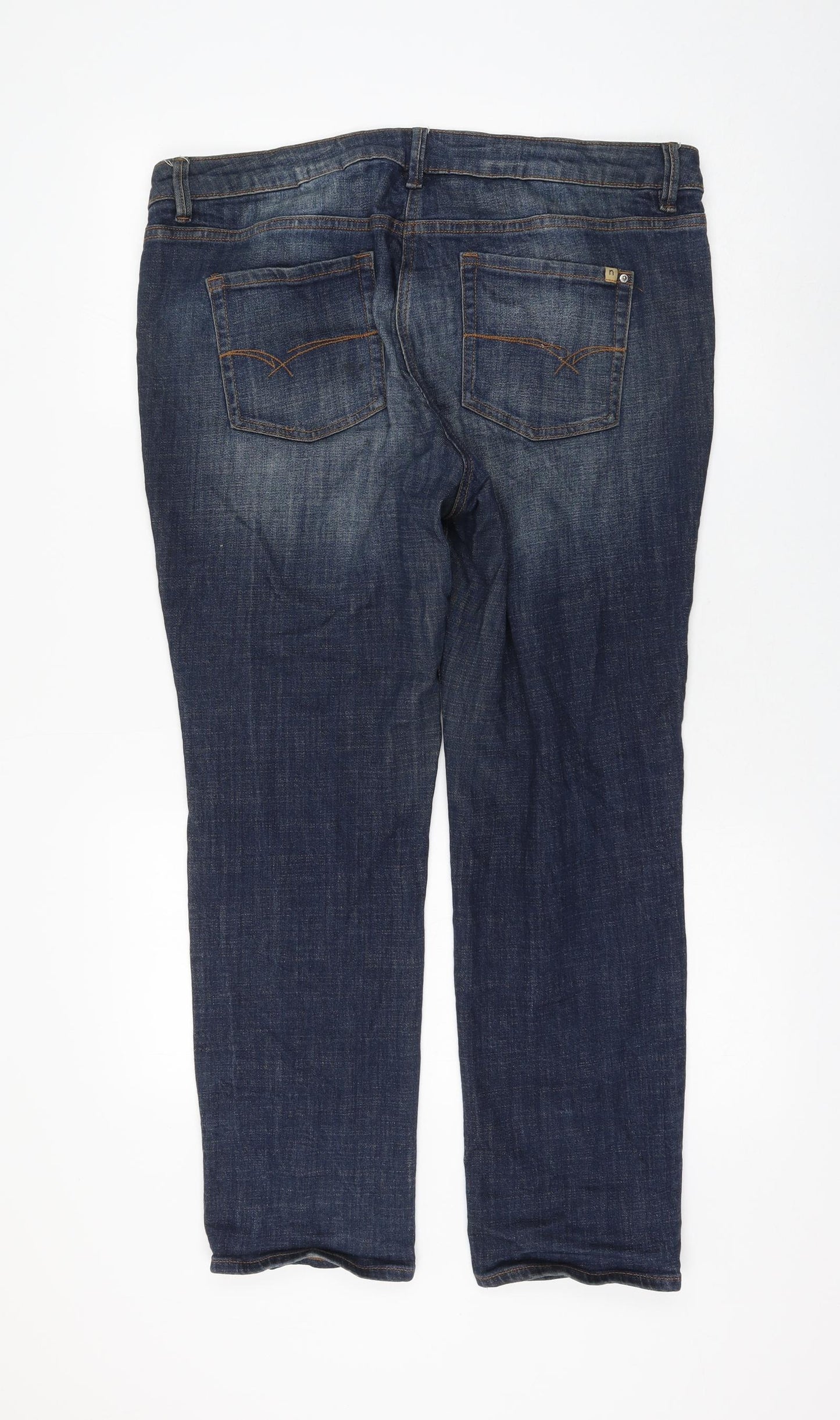 NEXT Womens Blue Cotton Straight Jeans Size 16 L28 in Regular Zip