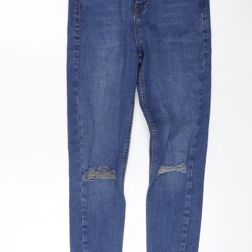 Topshop Womens Blue Cotton Skinny Jeans Size 28 in L32 in Regular Zip