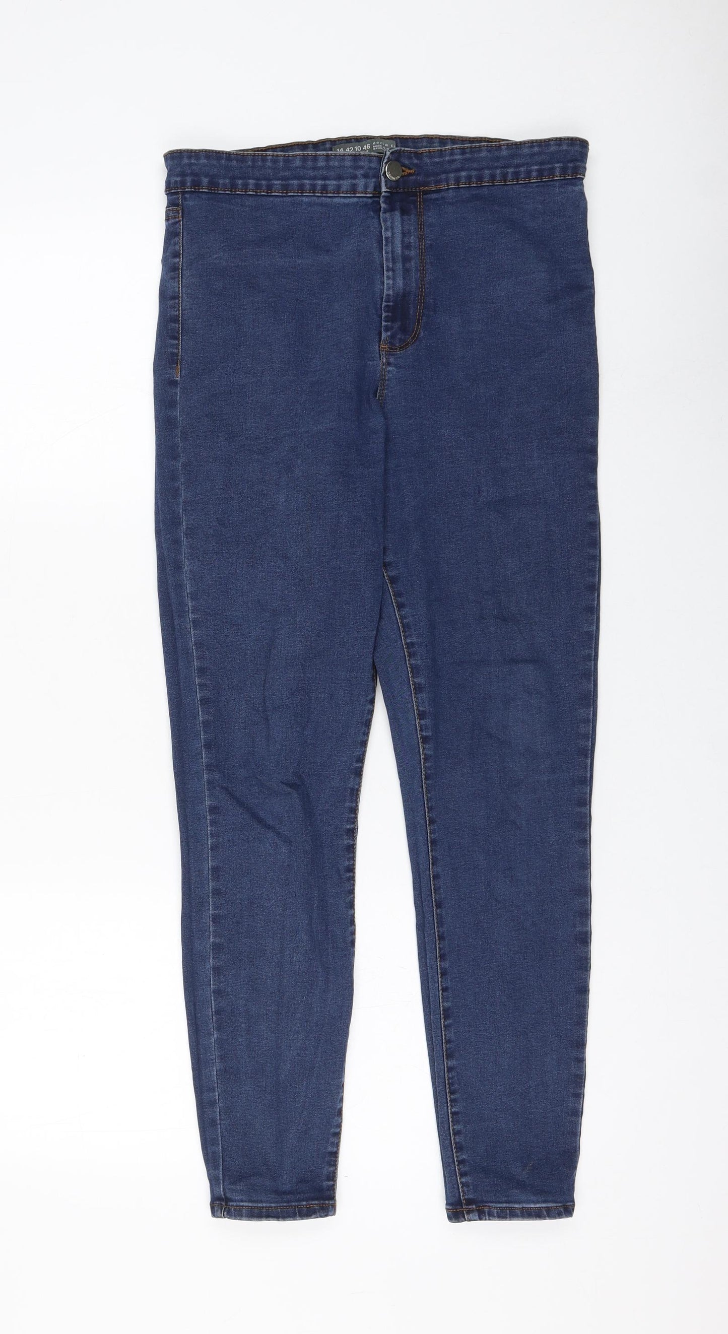 Primark Womens Blue Cotton Jegging Jeans Size 14 L26 in Regular Zip