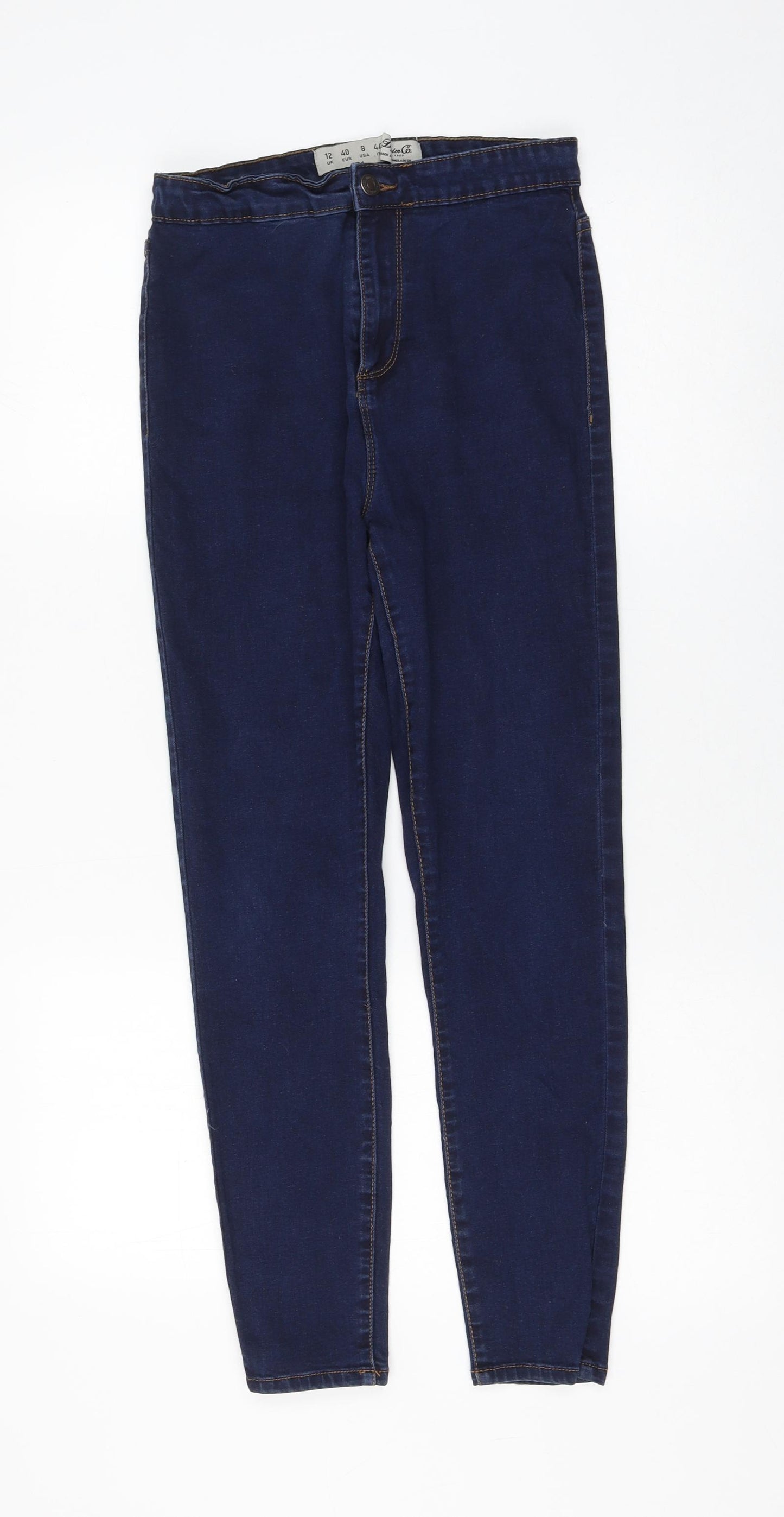 Primark Womens Blue Cotton Jegging Jeans Size 12 L25 in Regular Zip