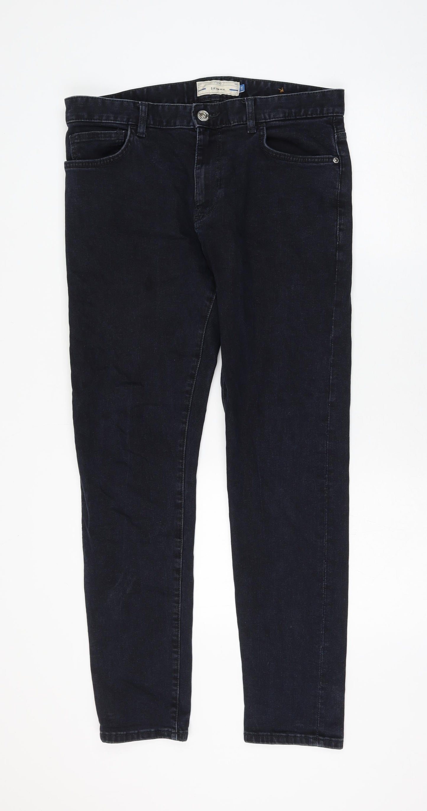 NEXT Mens Blue Cotton Straight Jeans Size 32 in L30 in Regular Zip