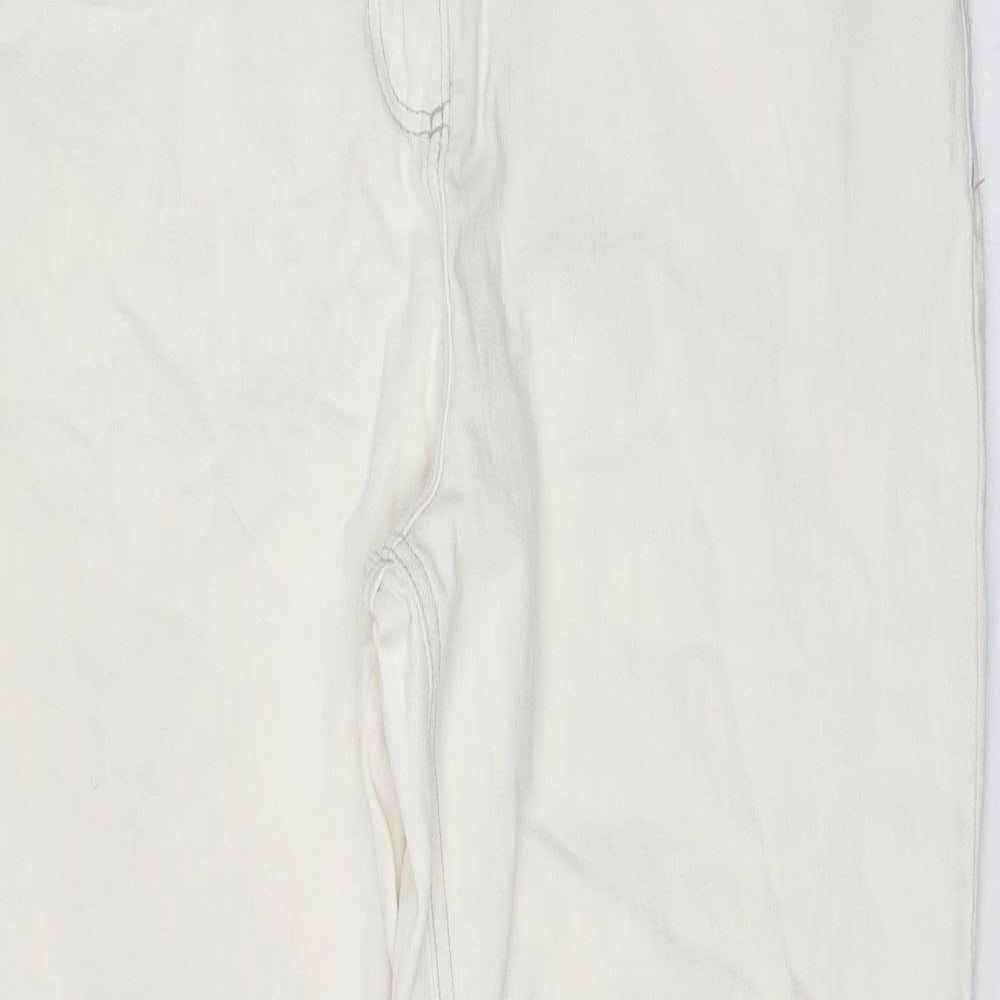 NEXT Womens White Cotton Skinny Jeans Size 16 L30 in Regular Zip