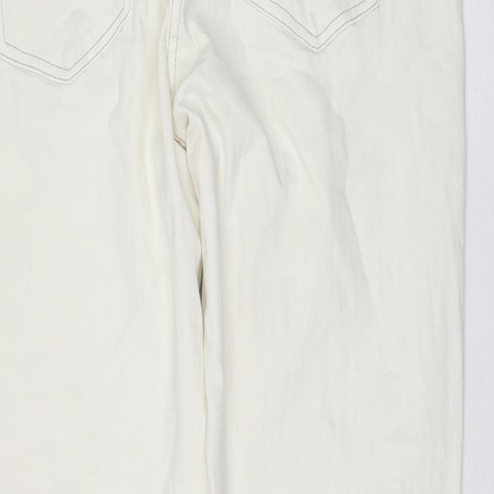 NEXT Womens White Cotton Skinny Jeans Size 16 L30 in Regular Zip