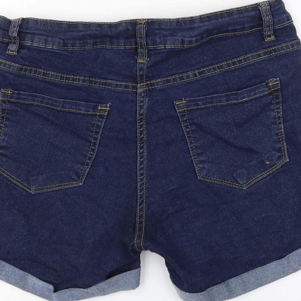 PEP&CO Womens Blue Cotton Hot Pants Shorts Size 14 L4 in Regular Zip