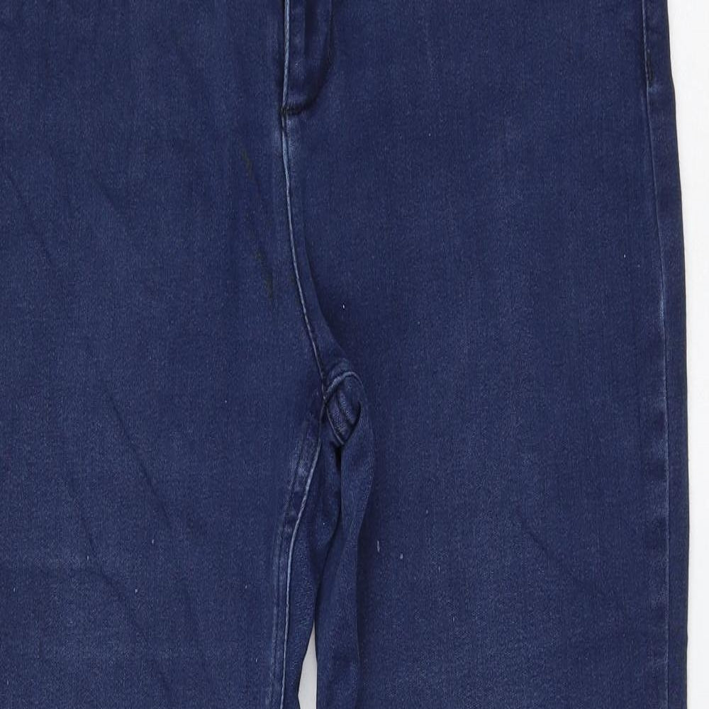 Marks and Spencer Womens Blue Cotton Straight Jeans Size 16 L29 in Regular Zip