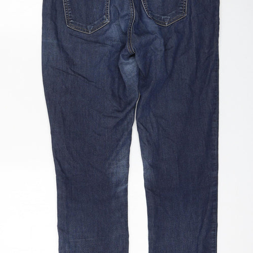 Wallis Womens Blue Cotton Straight Jeans Size 10 L29 in Regular Zip