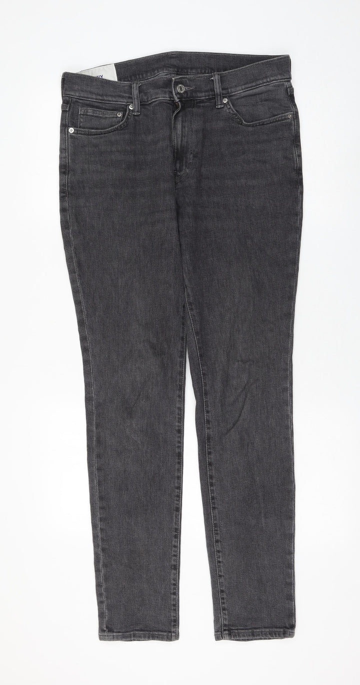 H&M Womens Grey Cotton Straight Jeans Size 32 in L32 in Regular Zip