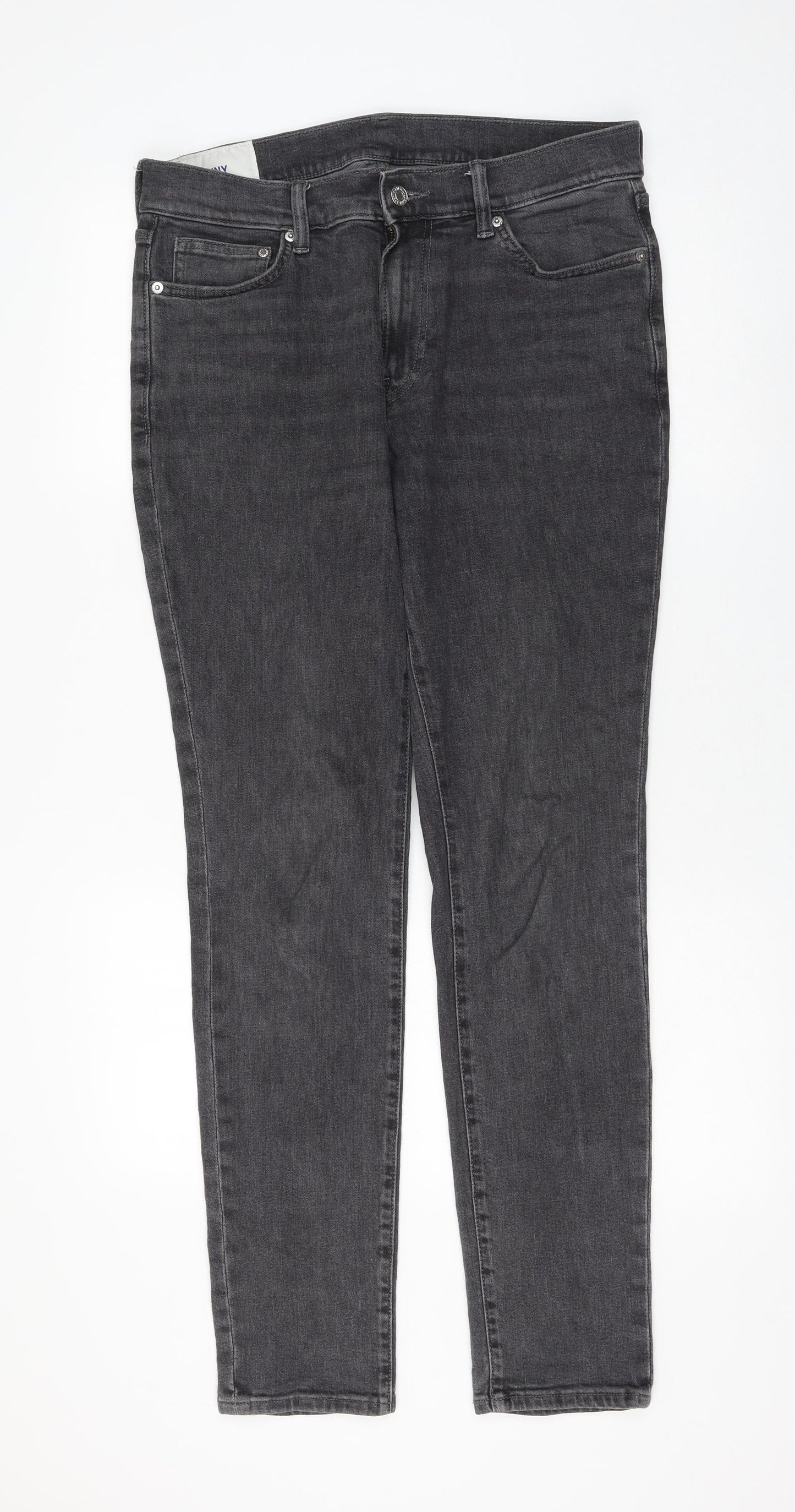 H&M Womens Grey Cotton Straight Jeans Size 32 in L32 in Regular Zip