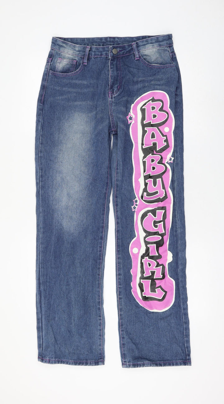 Preworn Womens Blue Polyester Straight Jeans Size 30 in L30 in Regular Zip - Baby Girl