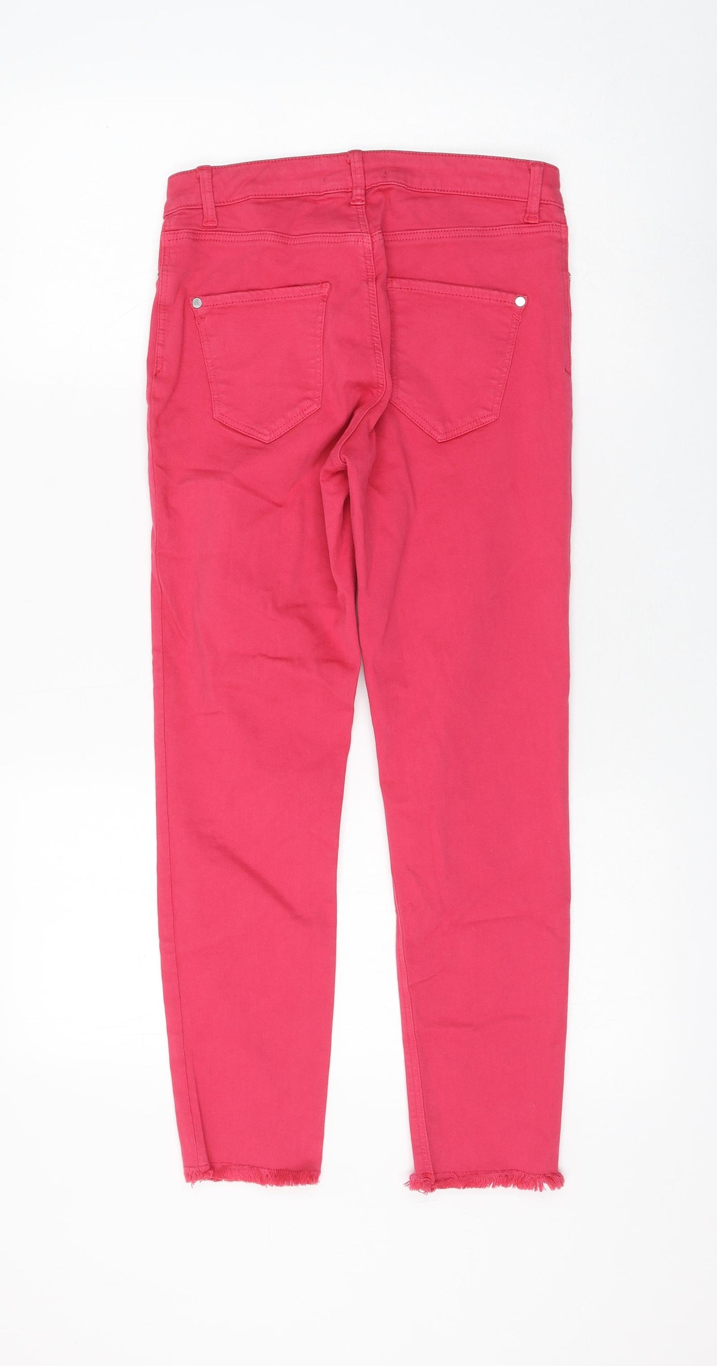 Dorothy Perkins Womens Pink Cotton Skinny Jeans Size 8 L25 in Regular Zip