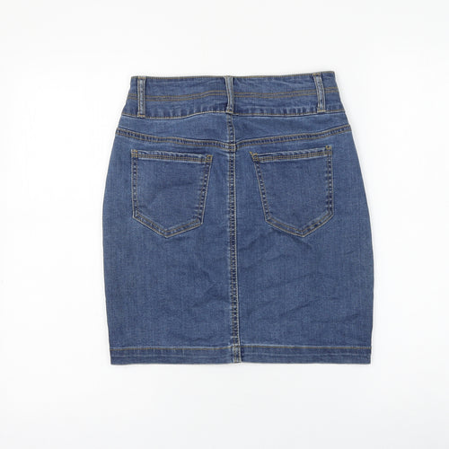 WAX JEAN Womens Blue Cotton A-Line Skirt Size 28 in Button