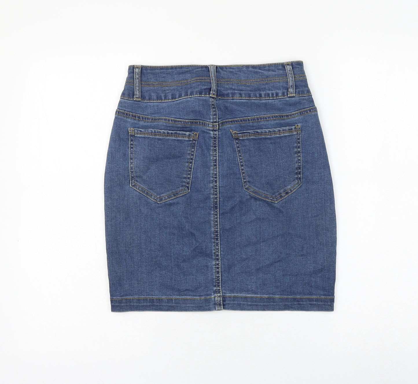 WAX JEAN Womens Blue Cotton A-Line Skirt Size 28 in Button