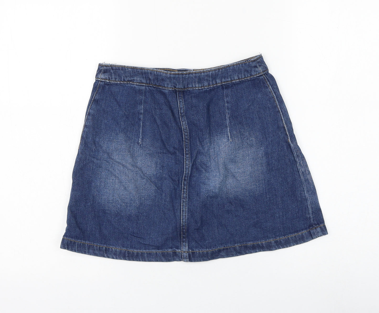 H&M Womens Blue Cotton A-Line Skirt Size 10 Button