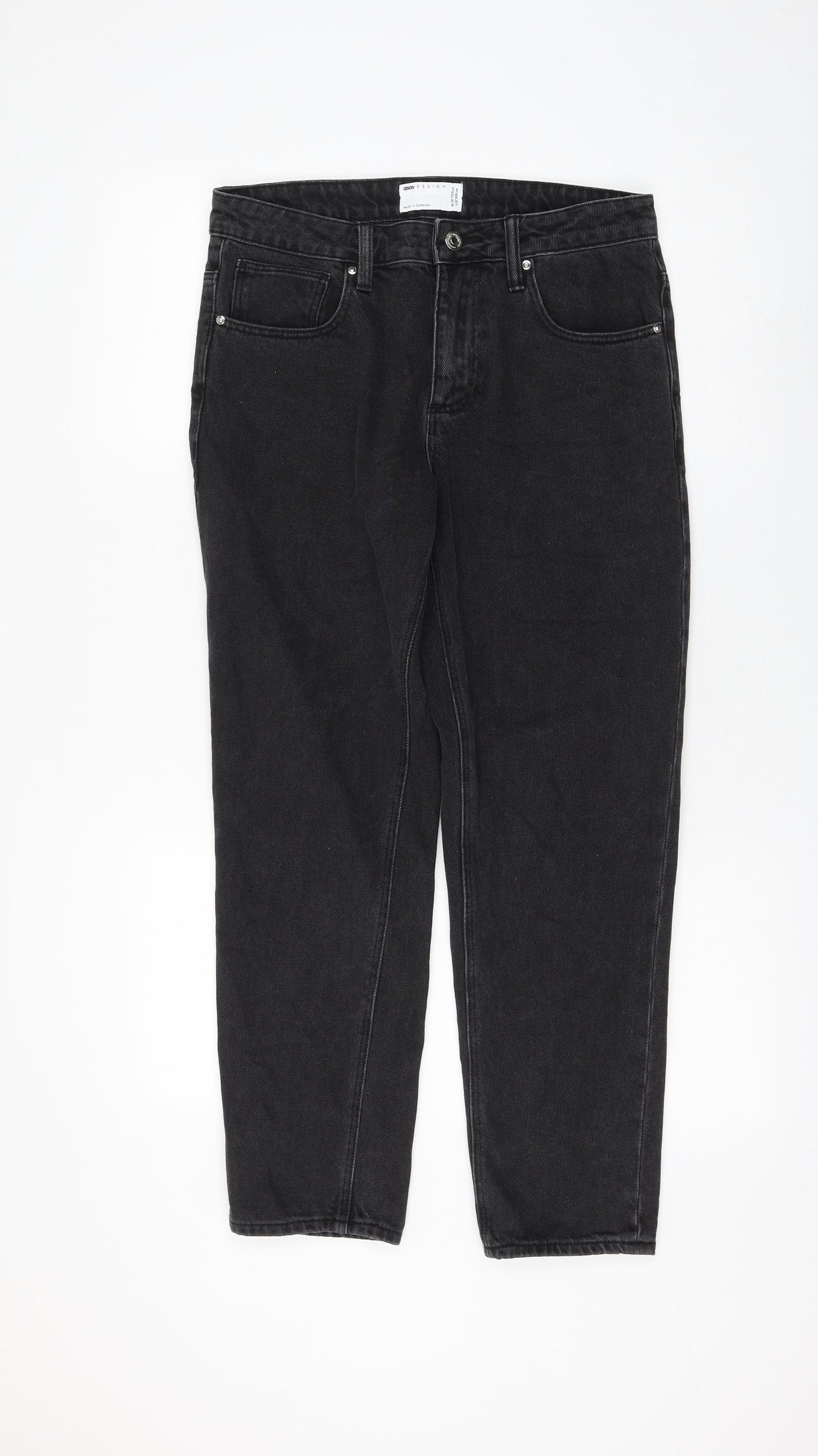 ASOS Womens Black Cotton Mom Jeans Size 29 in L32 in Regular Zip