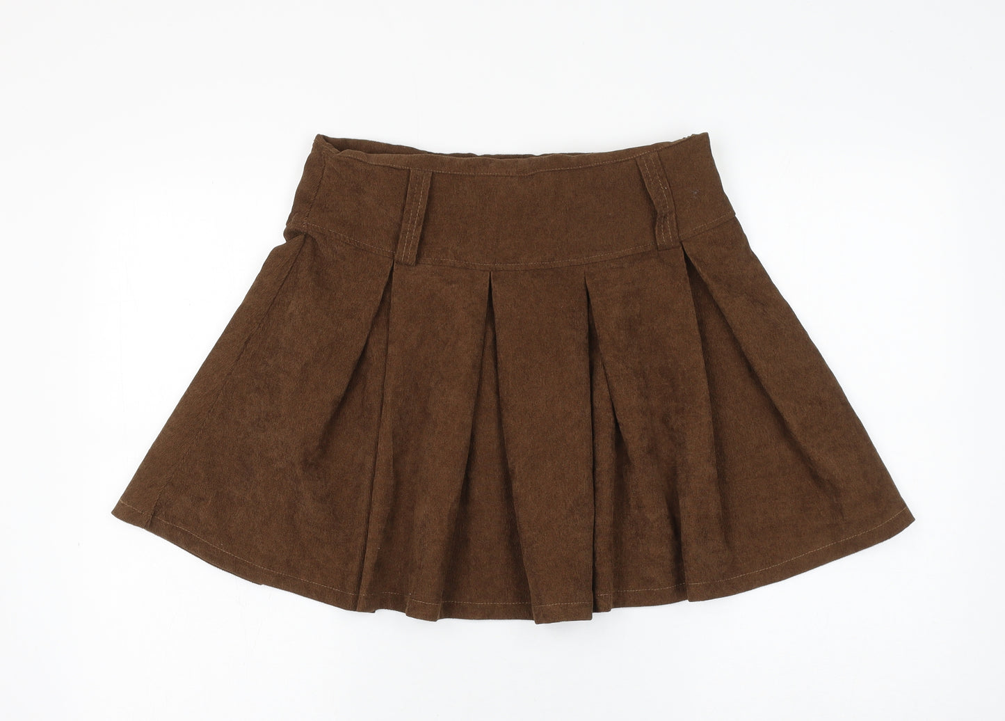 SheIn Womens Brown Polyester Skater Skirt Size L Zip