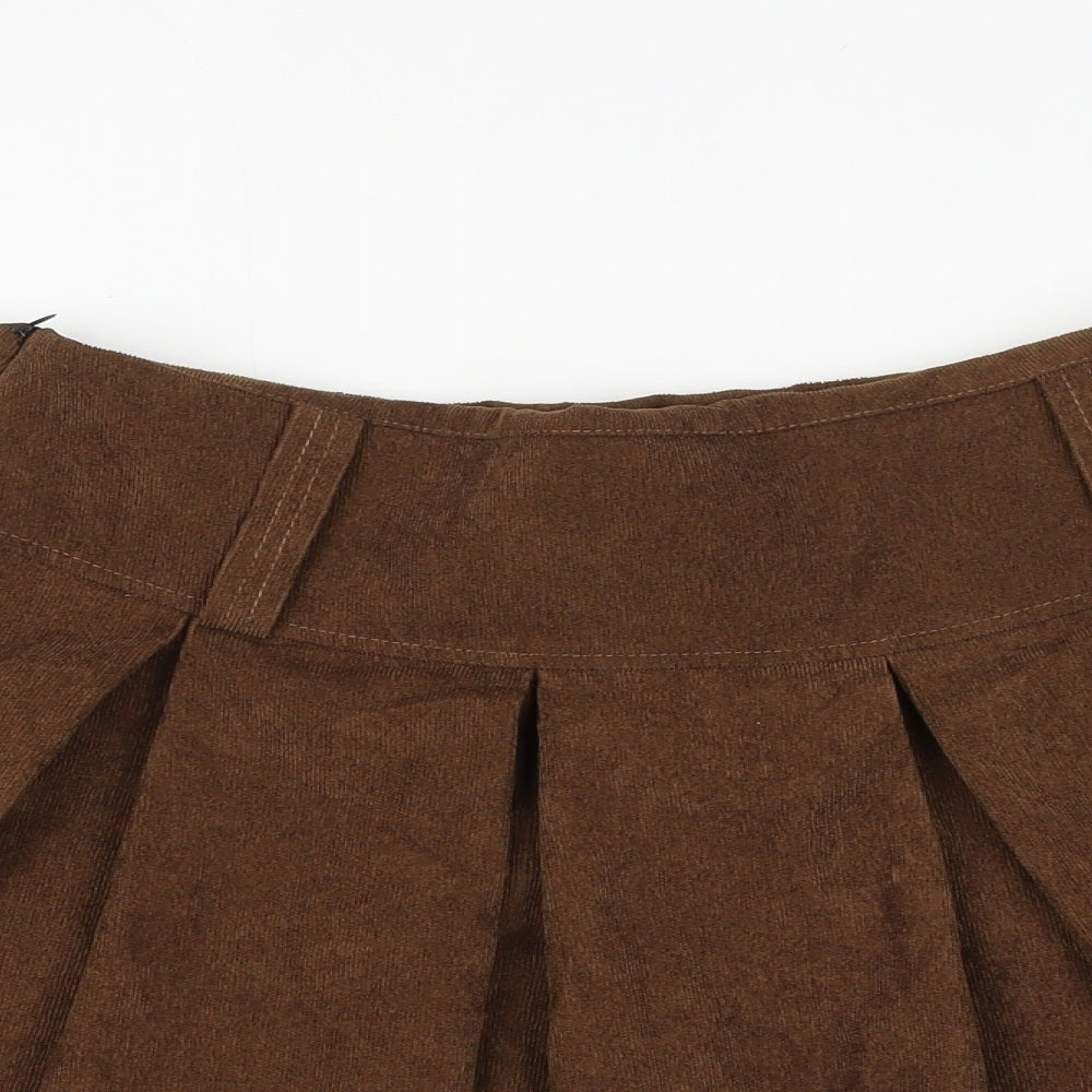 SheIn Womens Brown Polyester Skater Skirt Size L Zip